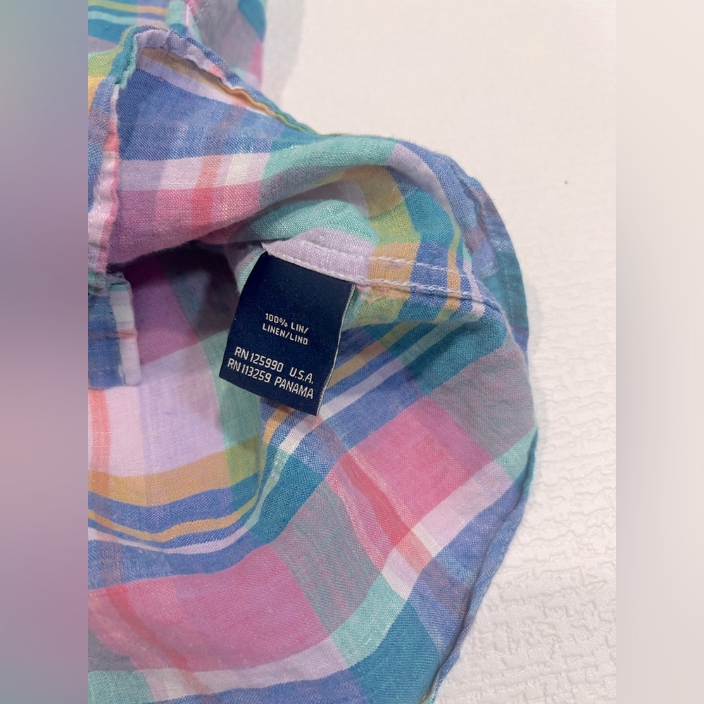 Faconnable 100% Linen Colorful Plaid Short Sleeve Shirt
Button up
Size Large - Picture 3 of 5